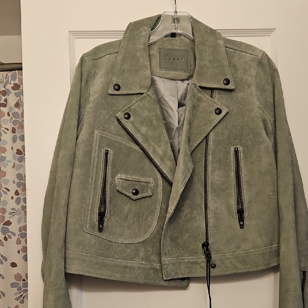 Blank NYC Olive Green Suede Moto Jacket
